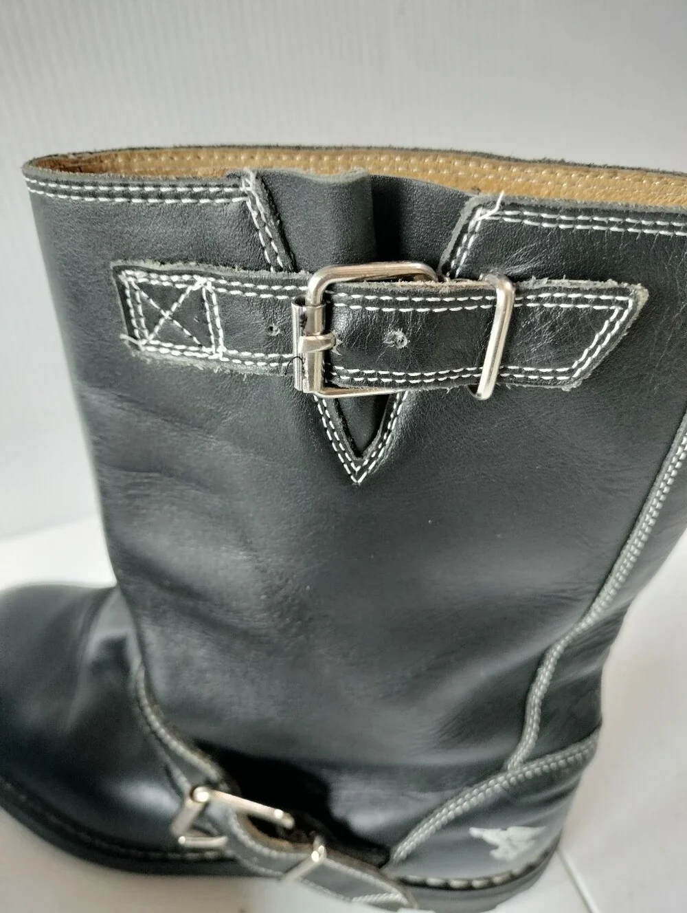 John Fluevog Angels Seventh 7th Heaven Men's Black Leather Moto Biker Boots 7